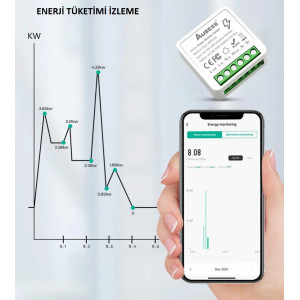 Tuya Wifi Mini Akıllı Anahtar Güç Tüketim izlemeli 1 Çıkış 